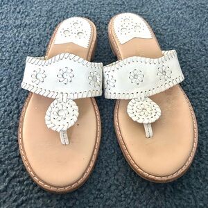 Jack Rogers White Leather Sandals size 8 UC